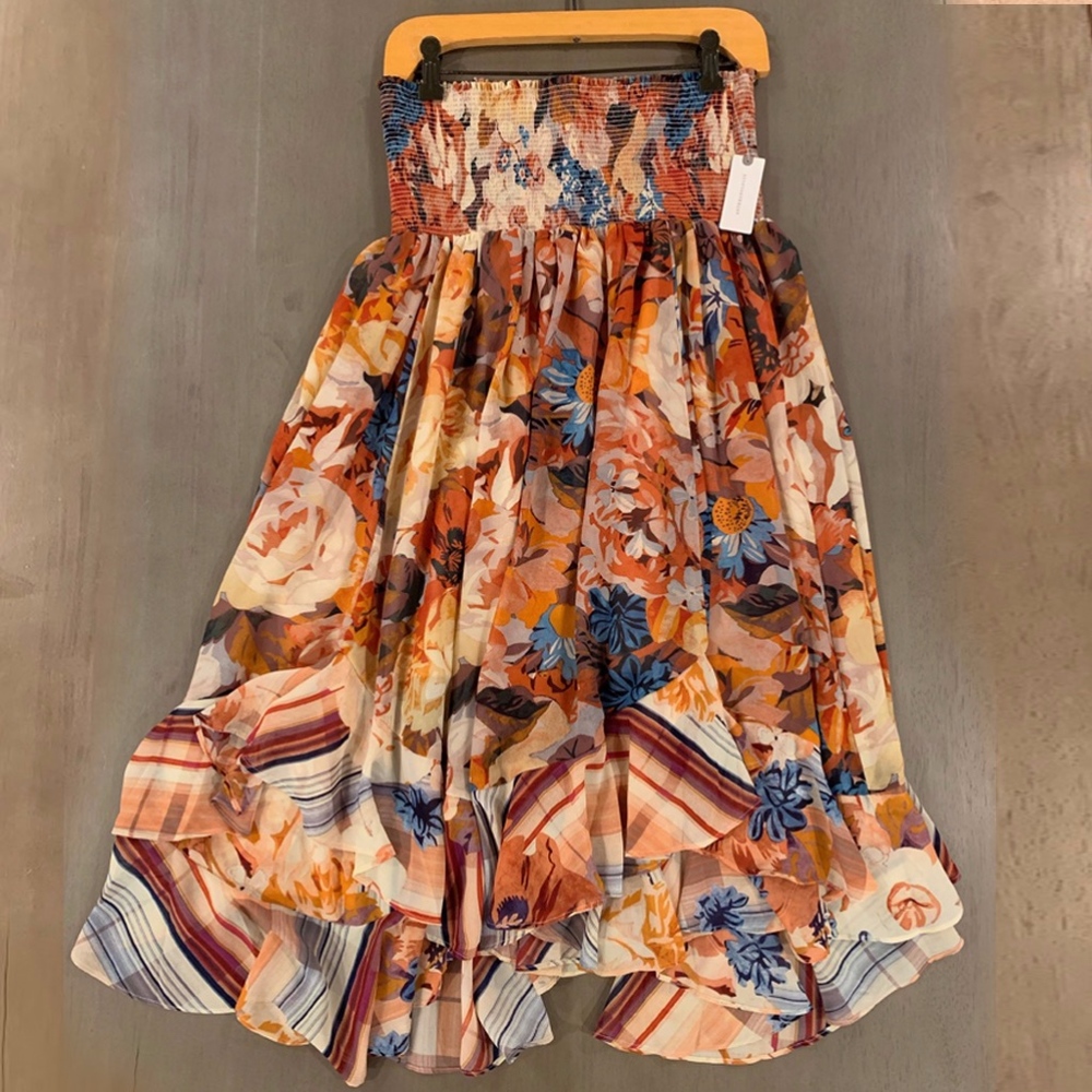 Colorful Akemi Kin asymmetrical ruffle skirt/mini dress size L